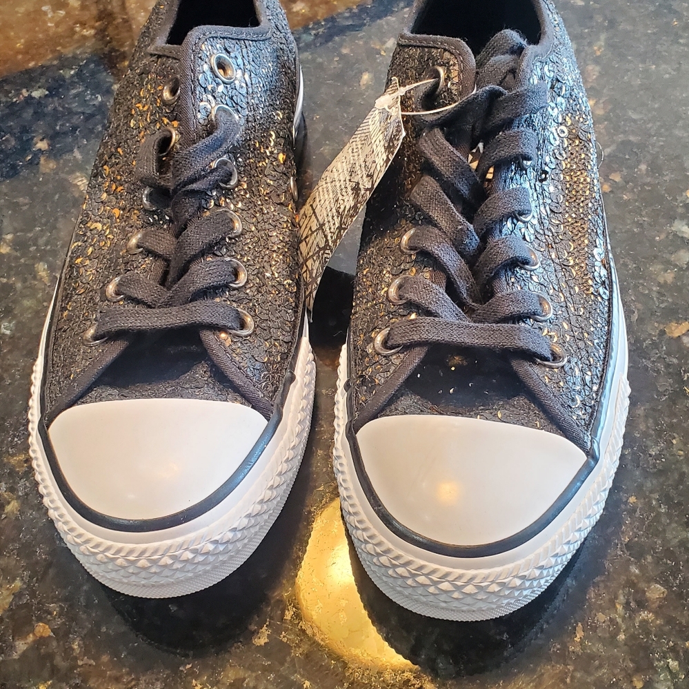 Converse Chuck Taylor All Star Low Top Black/Gold Sequin US size 7